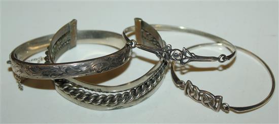 4 silver bangles